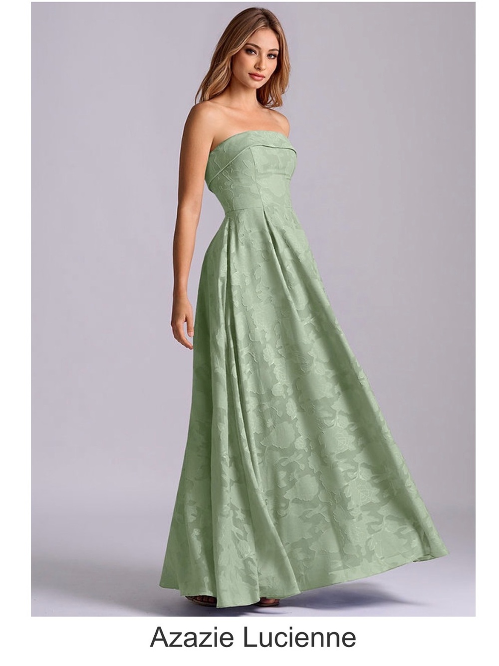 Azazie Lucienne Strapless Sage Green Bridesmaid Dress
